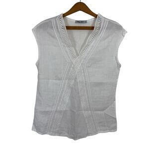 Elena Baldi Women Linen Top Size Small Lace Made In Italy Beach Coastal Boho